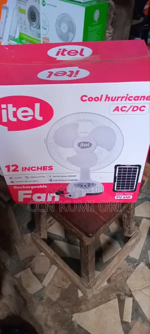 Itel 12-Inch Rechargeable Table Fan With Panel and Bolb