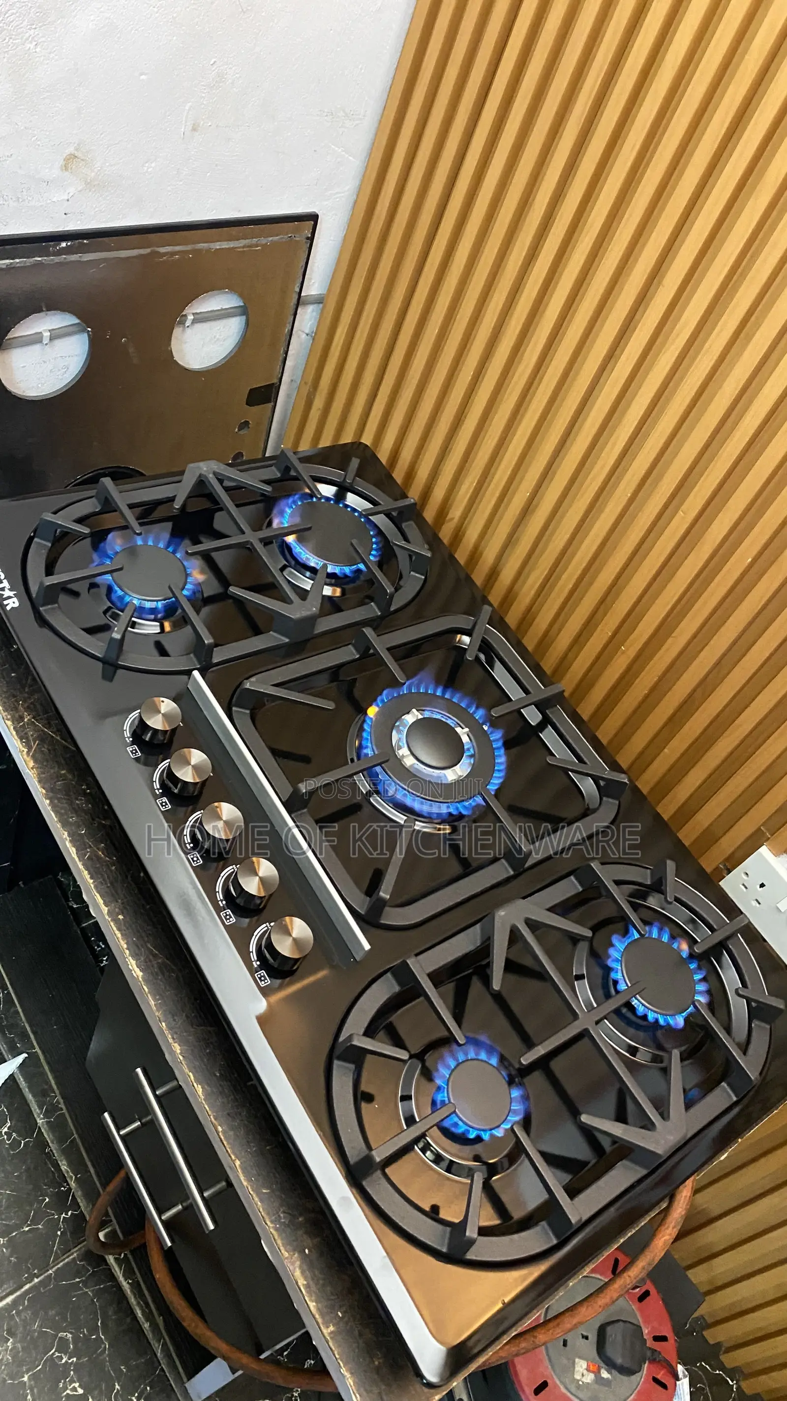 Polystar 5 Burner Black Stainless Gas Cooker