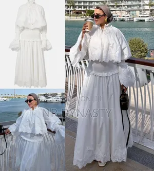 Voluminous Linen Lace Embroidery Skirt Set!