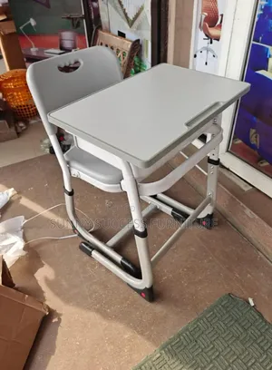 `Brand New Single Student Desk and Chair With Storage - Grey/White