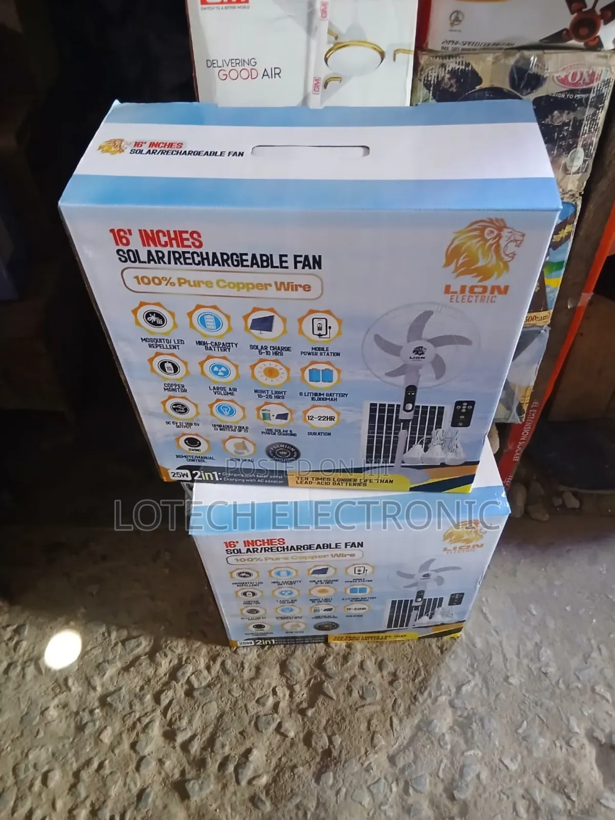  25W Solar Rechargeable Fan With Solar Panel, Long-Lasting Battery