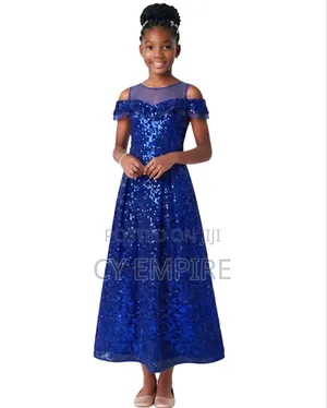 Royal Blue Sequin Cold-Shoulder Maxi Gown
