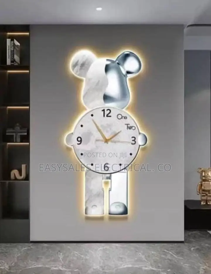 Aesthetic Bear Wall Clocks LED Lamp