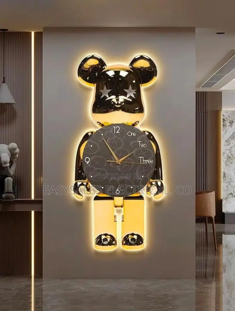 Aesthetic Bear Wall Clocks LED Lamp
