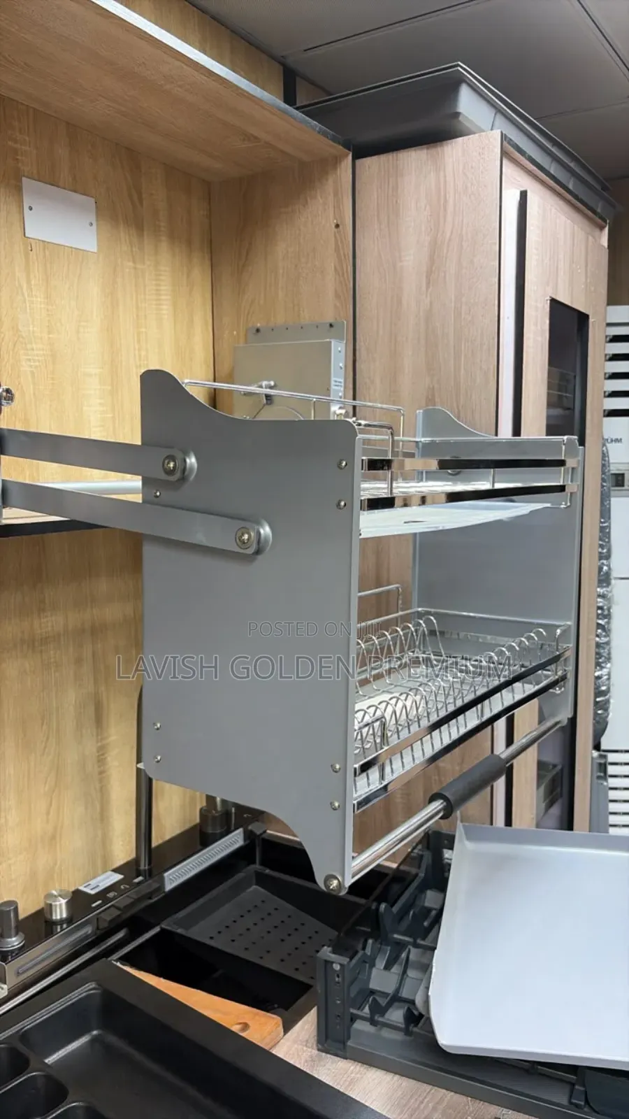 80cm Cabinet-Mounted 2-Tier Pull-Down Dish/Plate Rack