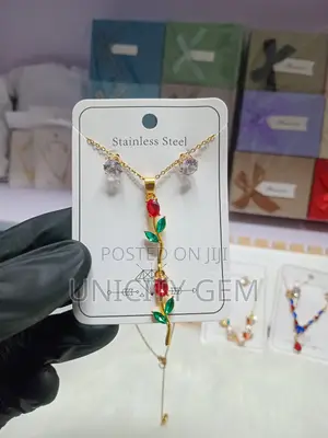 Stainless Steel Floral Crystal Necklace