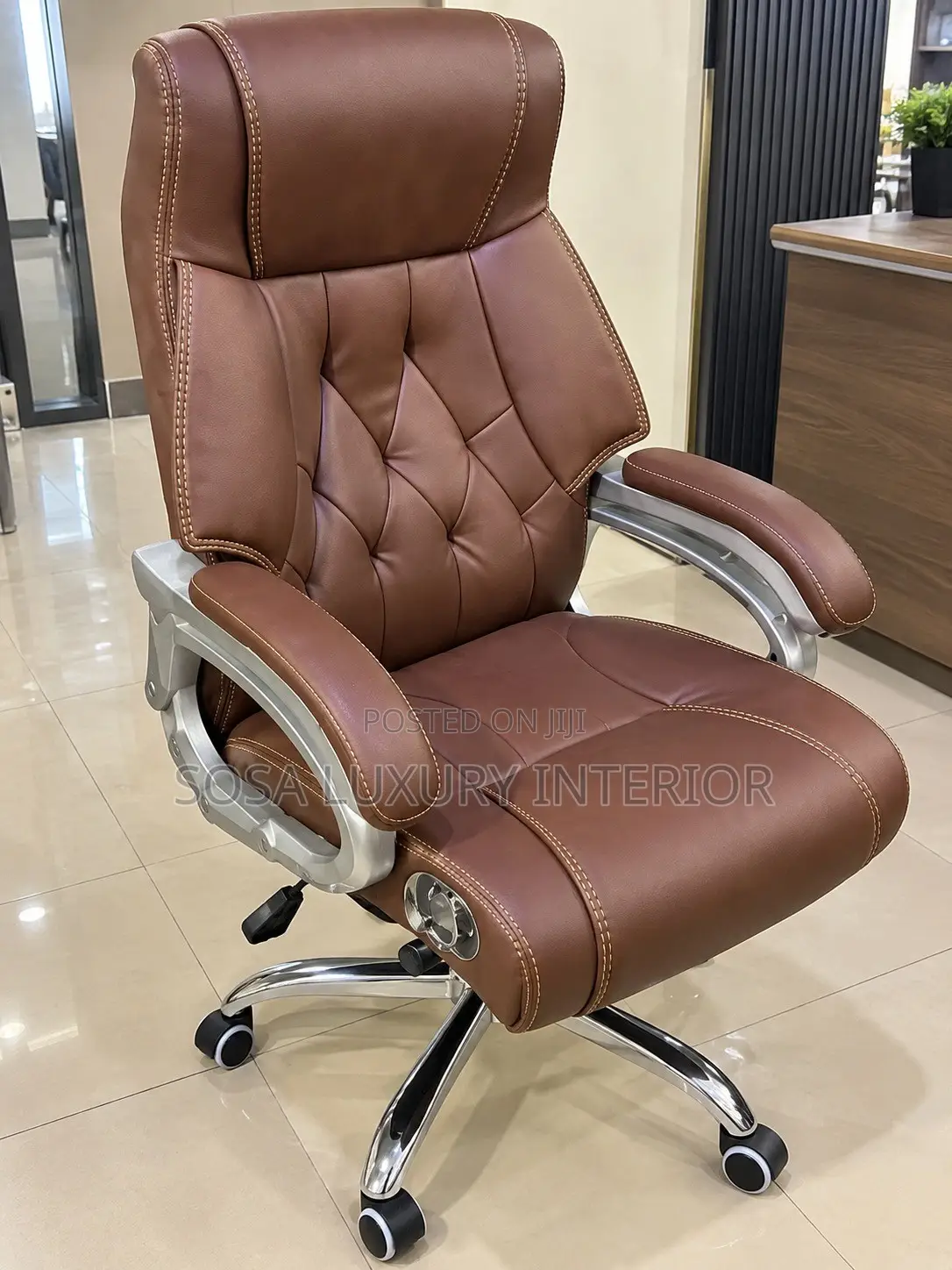 Luxury Brown Executive Office Chair With Footrest