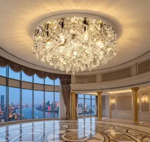 Modern Minimalist Led Stainless Steel Crystal Ceiling Chandelier.