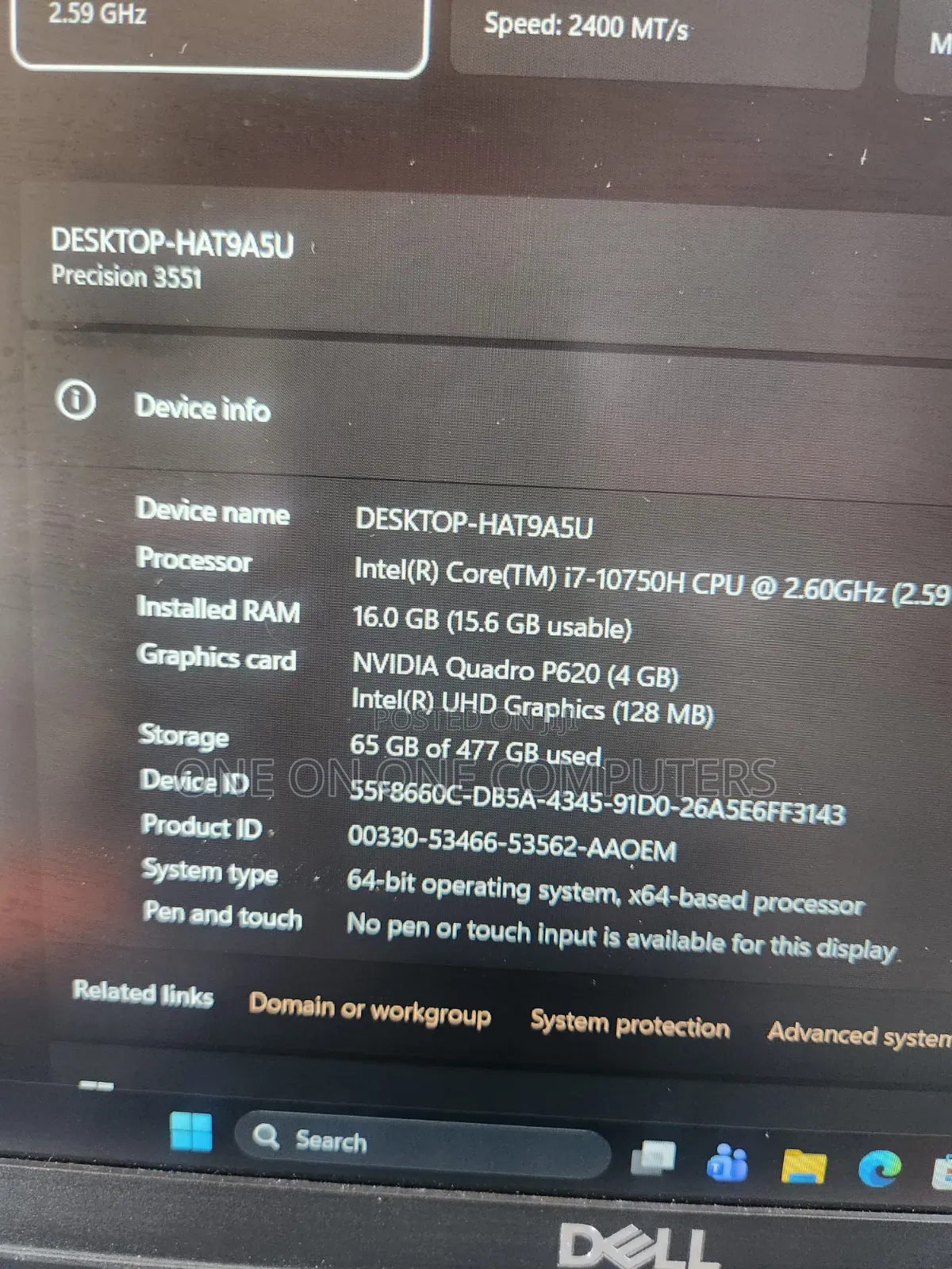 Laptop Dell Precision 3551 16GB Intel Core i7 SSD 512GB