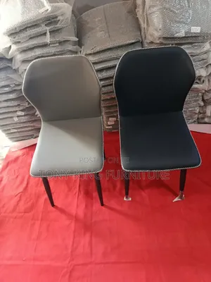 Modern Luxury Padded Leather Dining Chair Set With Black Metal Legs
