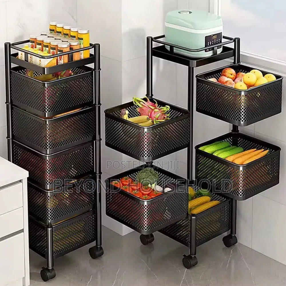 5-Tier Rotating Kitchen Storage Rack – Fruit Vegetable Rack Baskets
