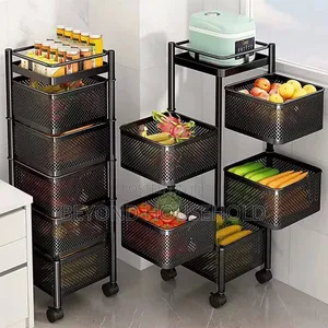 5-Tier Rotating Kitchen Storage Rack – Fruit Vegetable Rack Baskets