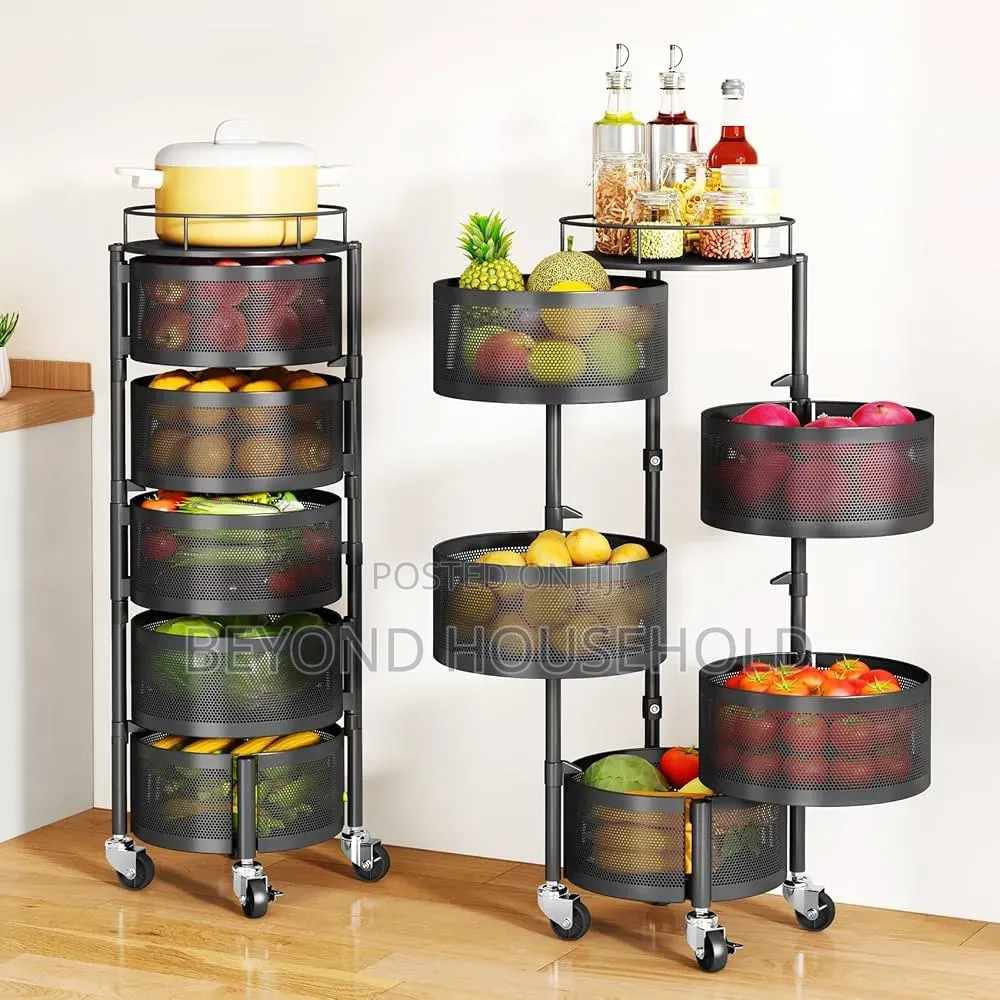 5-Tier Round Rotating Kitchen Storage Rack Vegetable Kitchen Organizer
