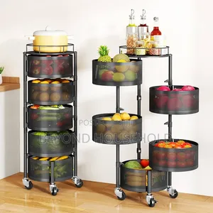 5-Tier Round Rotating Kitchen Storage Rack Vegetable Kitchen Organizer