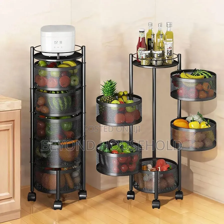 5-Tier Round Rotating Kitchen Storage Rack Vegetable Kitchen Organizer