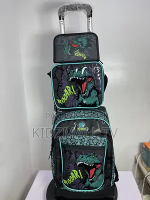 Dinosaur 3-Piece School Trolley Bag Set for Boys