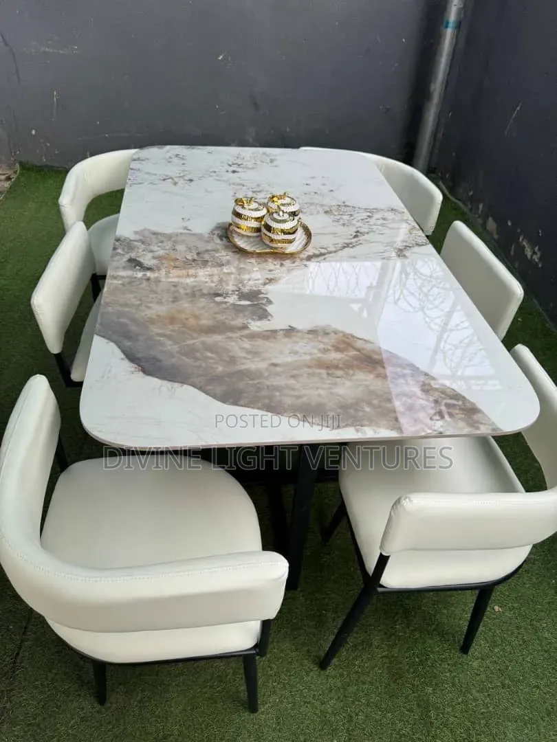 Marble Top 6 Seater Dining Set
