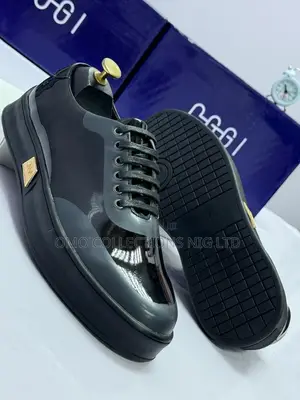 Italian Men's Black Patent Leather Sneakers With Sole - Fully Boxed