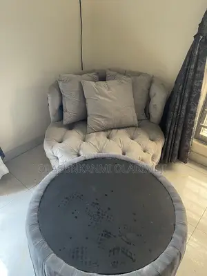 Luxury 2-Seater Tufted Sofa + Round Coffee Table for Sale