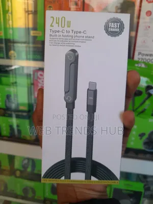 Ultra Fast 240W Type-C to Type-C Data Cable With Built-in Phone Stand