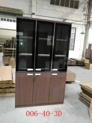 Executive Office Bookshelf With Glass Door and Storage Cabinet