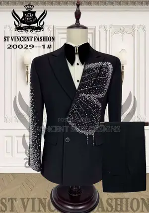 Black Stone Bidded Designer Suit