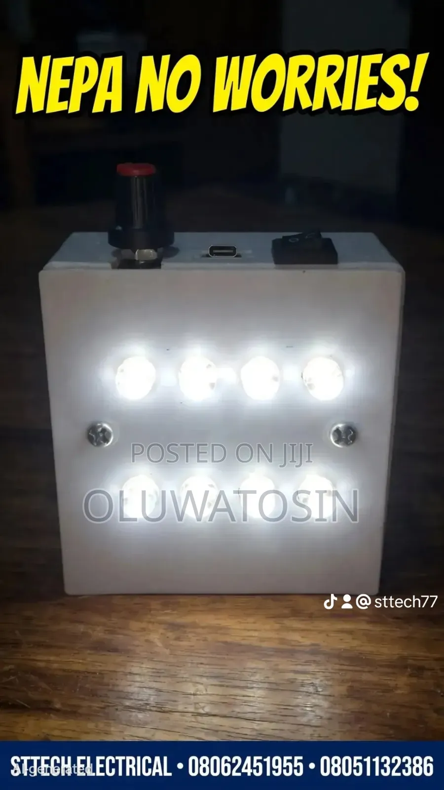 SUPER BRIGHT Rechargeable Lamp 8 LED Dimmable Type-C STTECH
