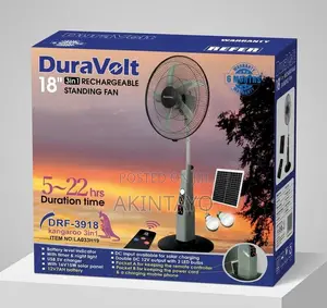 Rechargeable Standing Fan With Solar Panel