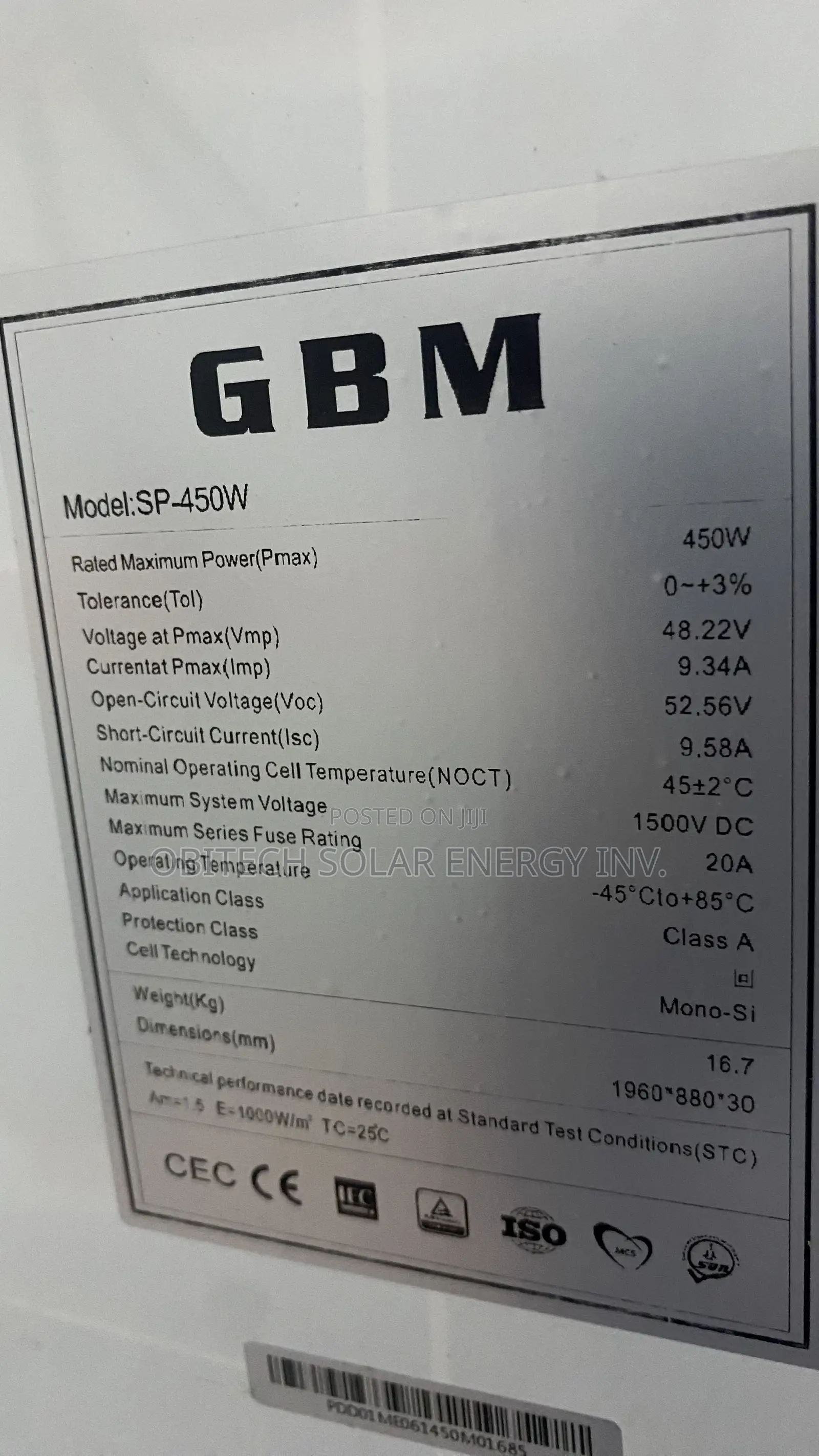 450W GBM Solar Panel