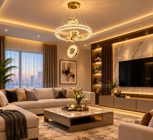 New Luxury ModernLED Light Chandelier Round Gold Ring Clear