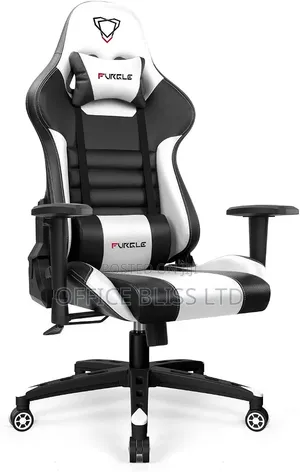 Premium Gaming Chair With Footrest ( Black X White)