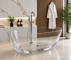 Transparent Glass Bathtub With Tap
