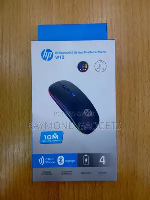 HP W10 Bluetooth 2.4GHz Wireless Dual-Mode Rechargeable Mouse Black
