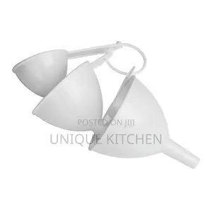3pc Measuring Funnel Set Plastic White