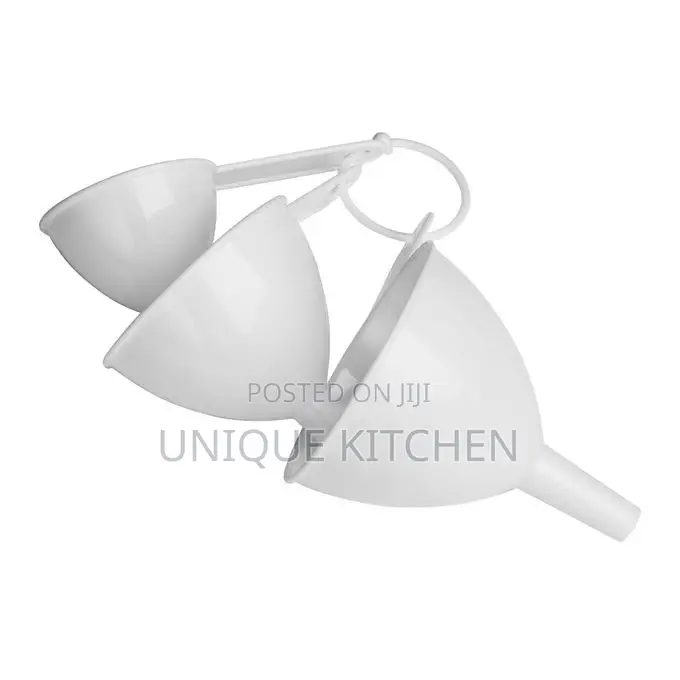 3pc Measuring Funnel Set Plastic White