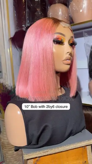 10” Pink Bob With 5by5 Closure