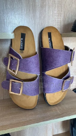 Double Straps Slide With Buckle Slippers