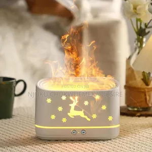 Flame Aromatherapy Humidifier With Digital Clock and Bluetooth Sound