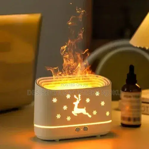 Flame Aromatherapy Humidifier With Digital Clock and Bluetooth Sound