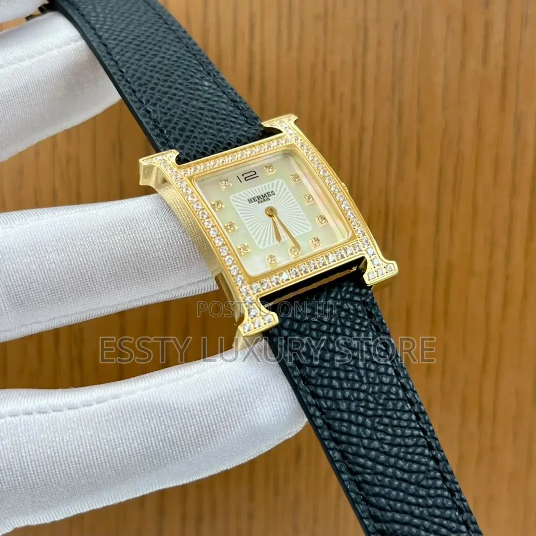 Automatic Hermes Female Stone Head Leather Watch