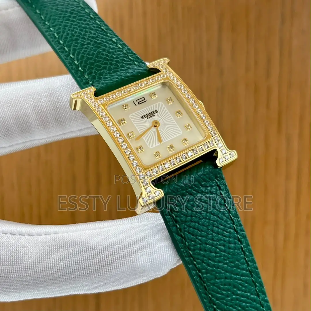 Automatic Hermes Female Stone Head Leather Watch