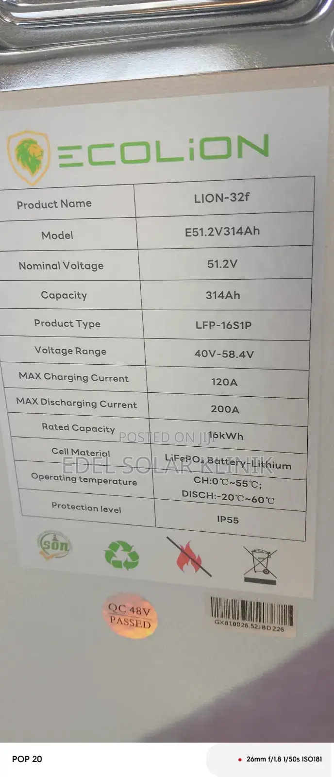 Ecolion 16kwh Battery