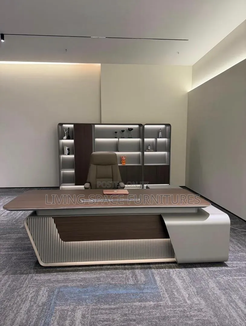 Executive Office Table With Bookshelf 2.4meter Sizes
