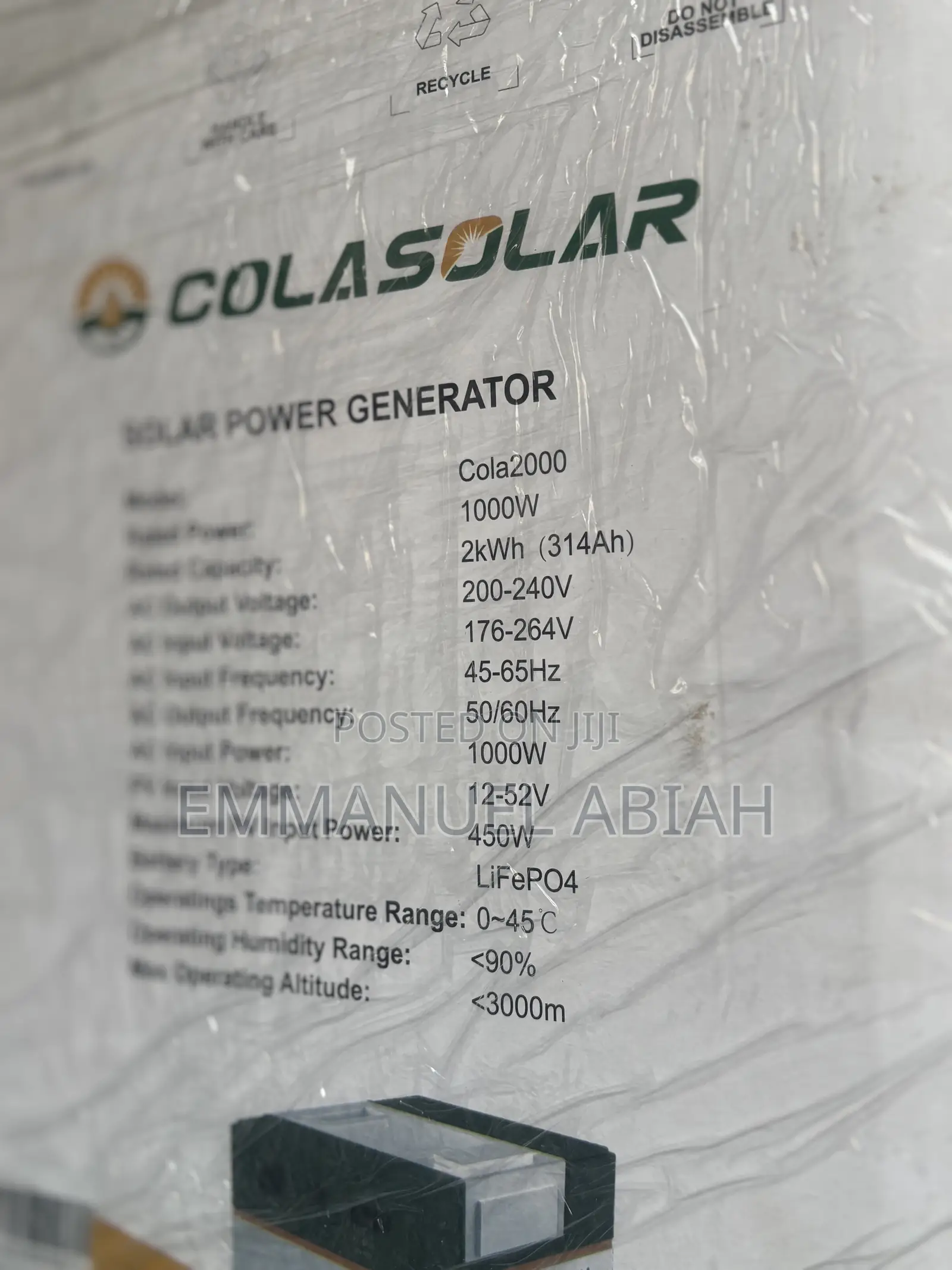 Colasolar 2000 With 450W Solar Panel