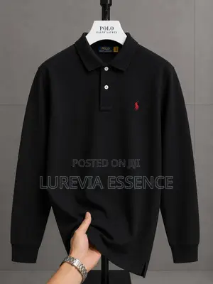 Men’s Black Long-Sleeve Polo Shirt