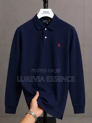 Men’s Black Long-Sleeve Polo Shirt