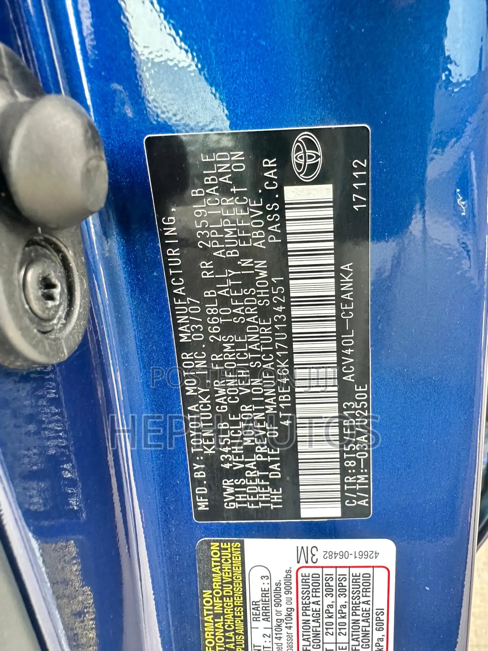 Toyota Camry 2007 Blue