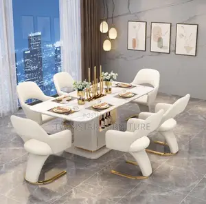 New Modern Luxury Marble Dinning Table Set With 6 Chairs