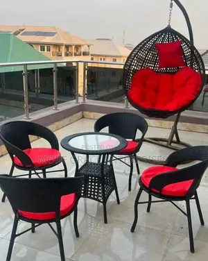 4-Seater Outdoor Set + Swing Egg Chair