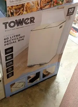 Tower Cream 60L Recycling Pedal Bin